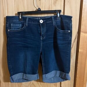 Hydraulic Dark Blue Rolled Cuff Denim Shorts
